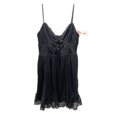 NWT Y2K 90s Women Lace Velvet Babydoll Whimsigoth Coquette Night Slip Dress Sz M
