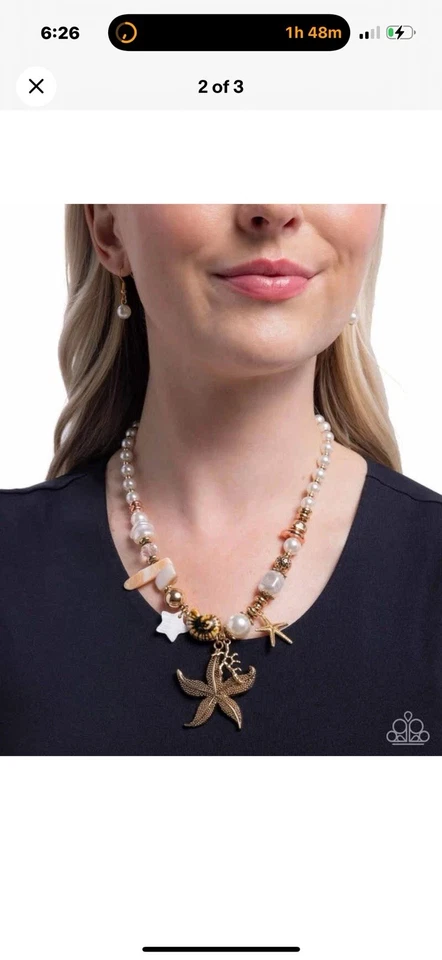 Paparazzi Coastal Cameo - Multi - Pérolas brancas - Berloques temáticos oceânicos - Colar e - Imagem 2 de 3