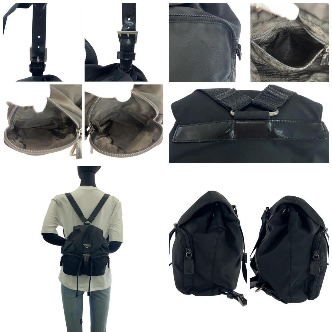 PRADA Tessuto Triangle Logo Plate Black Silver Hardware Nylon Backpack Ladies 50 thumbnail 3