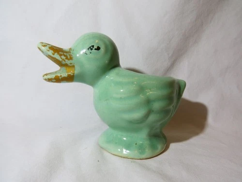 Vintage McCoy Pottery Ceramic Painted Jade Green Duck Planter Figurine