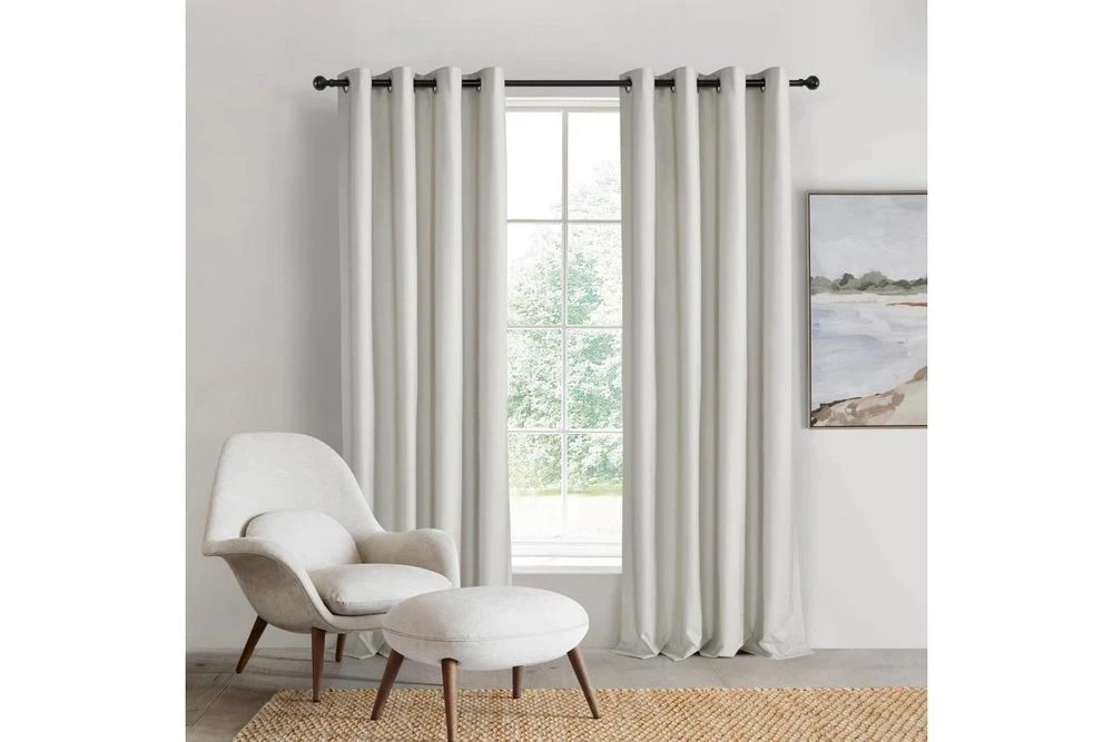 Sherwood Home Orlando Blockout Eyelet Curtain Pair (Mist) - 90x223cm