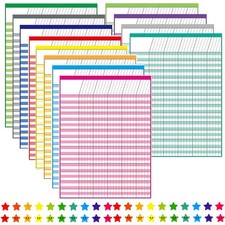 Youngever 17 Inch x 22 Inch Multi-Color Laminated Dry Erase Incentive Chart w...