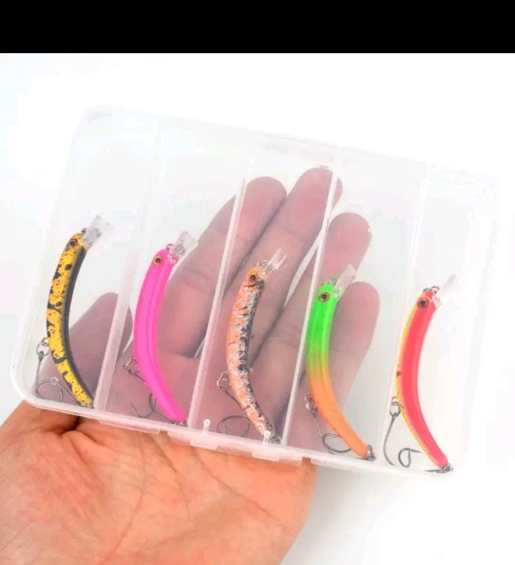 5x Bananen Wobbler in Box, Forellenwobbler 3.7g, 62mm Forellenköder,Ultra Light