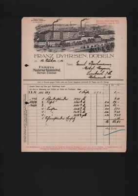DÖBELN, invoice 1912, factory modern small furniture & men's room Franz Dyhrsen