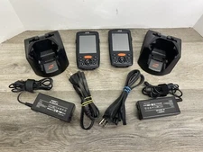 2x Janam XM66 Mobile Computer/Handheld Barcode Scanner XM66W w/Charging Bay & AC