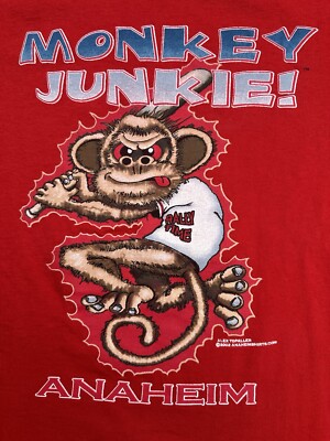 M&O Knits MLB Vintage Anaheim Angles Rally Monkey Junkie 2002 T-Shirt Large
