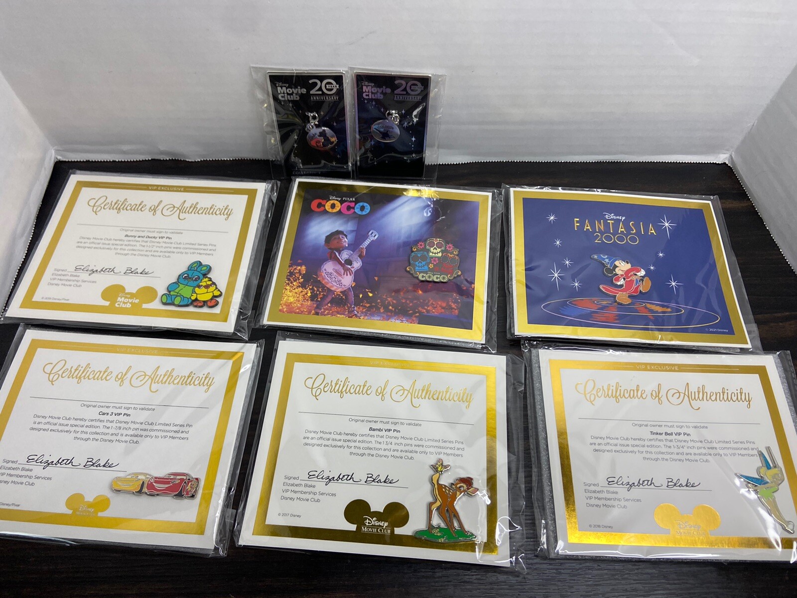 Authentic Disney Movie Club DMC / VIP Pins - Lot of 6 + Pendants Fantasia, Coco+