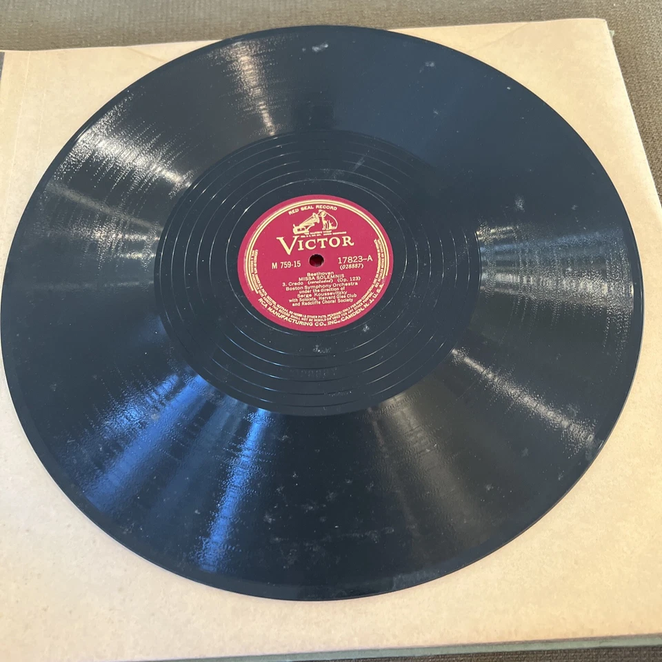 12" Victor 78 RPM Set (5) Beethoven Missa Solemnis Boston Symphony Orch. Records - Image 3 of 4