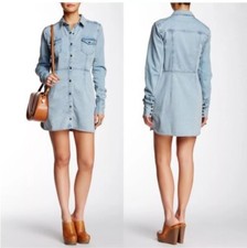 Urban Outfitters Denim Mini Shirt Dress Womens XSmall Long Sleeve