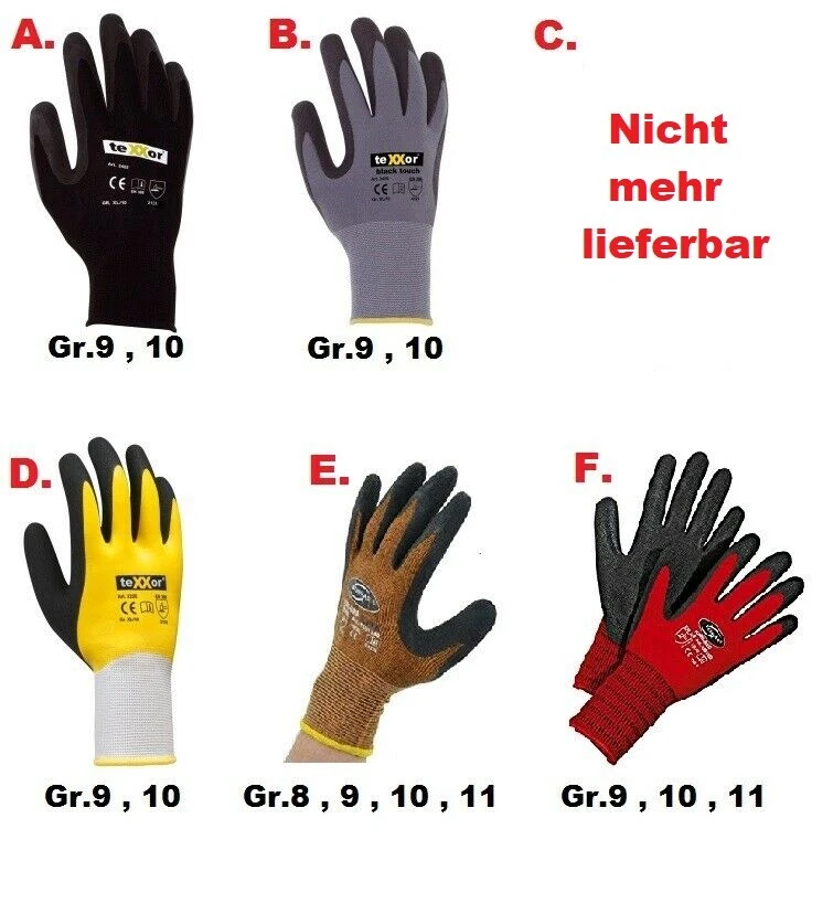 TEXXOR , KORSAR TOP Montagehandschuh Arbeit Kori Grip / Red , Texxor Black Touch Gr. 8,9,10,11