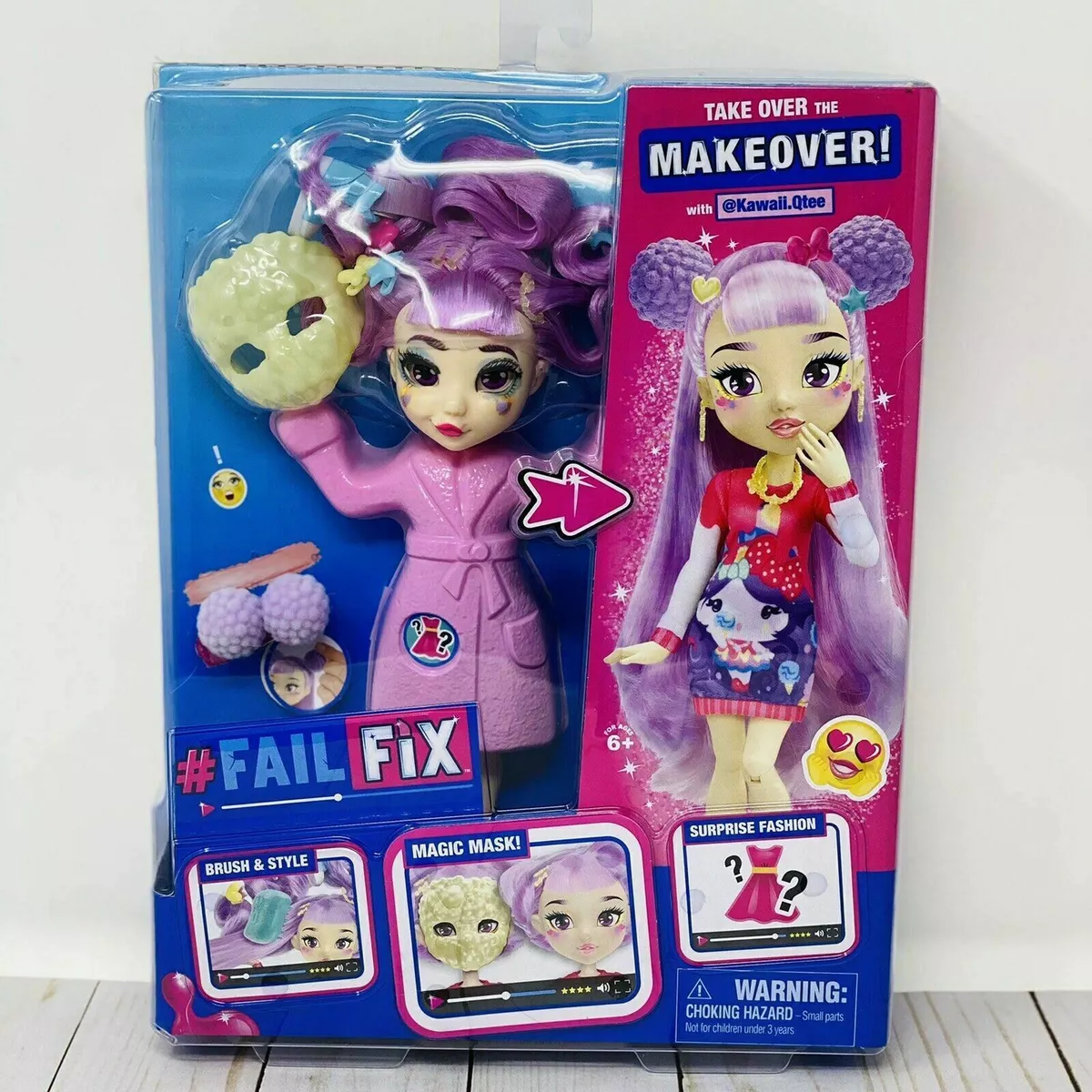 FailFix Dolls Kawaii Q tee Total Makeover Doll Purple 8.5 Fashion Doll New 2020