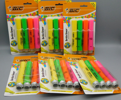 6 Pk BIC Brite Liner Highlighter Chisel Tip Assorted Colors New In Pack