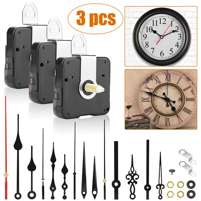 EEEKIT 3 Set Wall Clock Quartz Movement Mechanism Hands Repair DIY Replacement Tool Kit