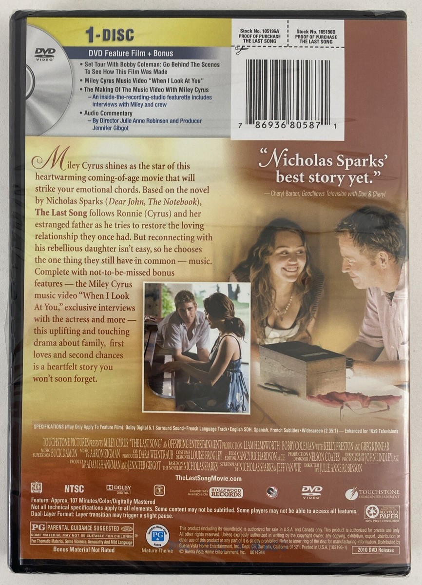 The Last Song (DVD, 2010) New Sealed 786936805871| eBay