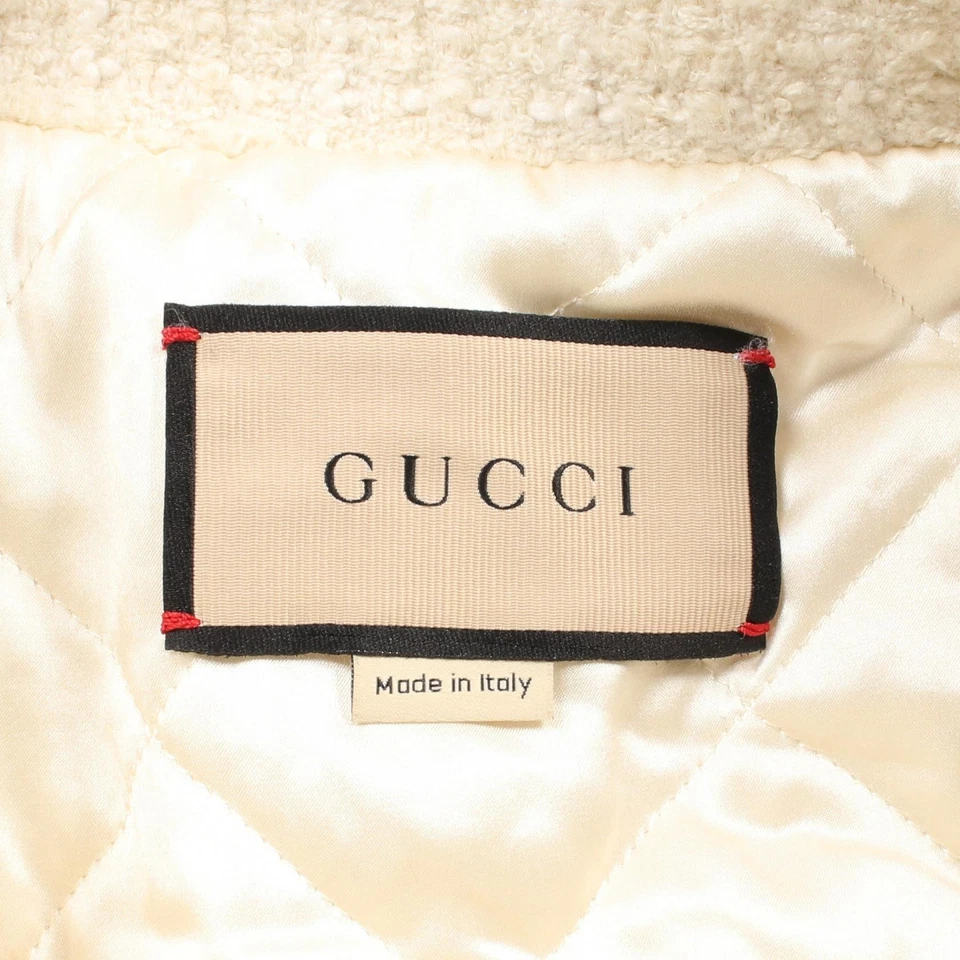 GUCCI Boucle wool tweed cape poncho coat 761739 wool Nylon Beige Used Women #36 - Image 3 of 4