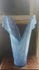 Vintage Murano Art Glass Mid century Blue Swirl Free form Wave Vase MCM Italy