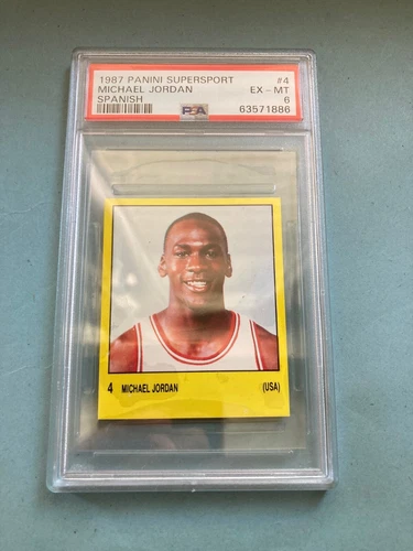 1987 PANINI SUPERSPORT SPANISH VERSION STICKER #4 MICHAEL JORDAN PSA 6 ROOKIE