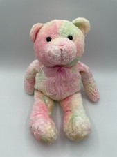 Animal Alley Chosun Tie Dye Pink Yellow Green Pastel Teddy Bear Plush 15" Bow
