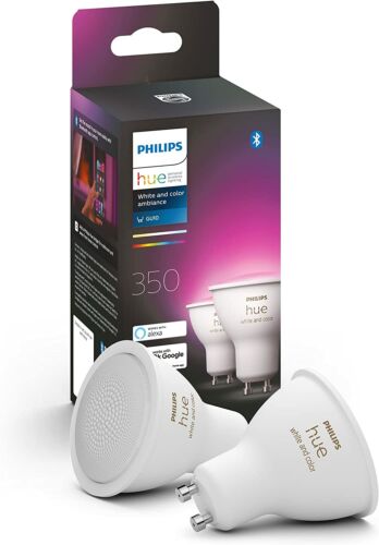 Antecedent fax Giraffe Philips Hue White Colour Ambiance Smart GU10 Spot Light with Bluetooth Pack  of 2 8719514340084 | eBay
