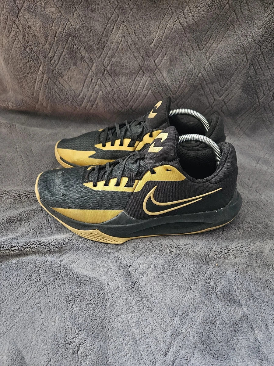 Nike Precision 6 Mens Sz 10.5 Basketball Shoes Black/ Gold Athletic  Sneakers