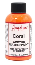 (2 Pack) Angelus Acrylic Leather Paint Shoe Boots Bags 4 Oz CORAL