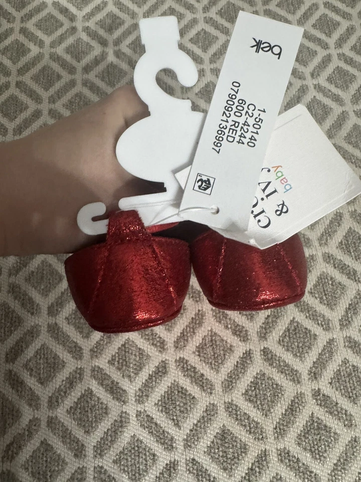 Zapatos Crown And Ivy Bebé Niña Talla 1 Rojo Elegante Ballet Pisos Fiesta de Navidad Nuevos Foto 3 de 3