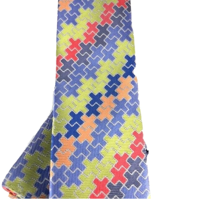 Corbata para hombre Barcelona Cravatte Hanky verde lima naranja rojo azul cobalto plata 3" Foto 2 de 3