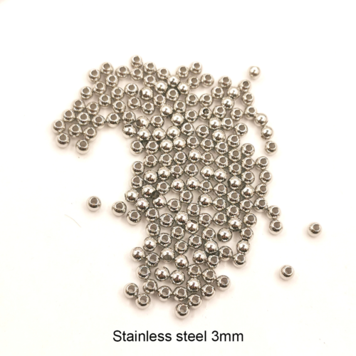 500 pièces perles d'espacement rondes en acier inoxydable bijoux fabrication de perles lâches petites 3 mm - Photo 1 sur 2