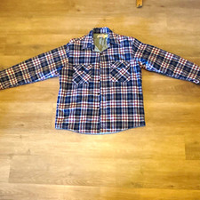 Sears Men's Plaid Quilted Lined Button-Up Shirt Blue/Red/White Large USA