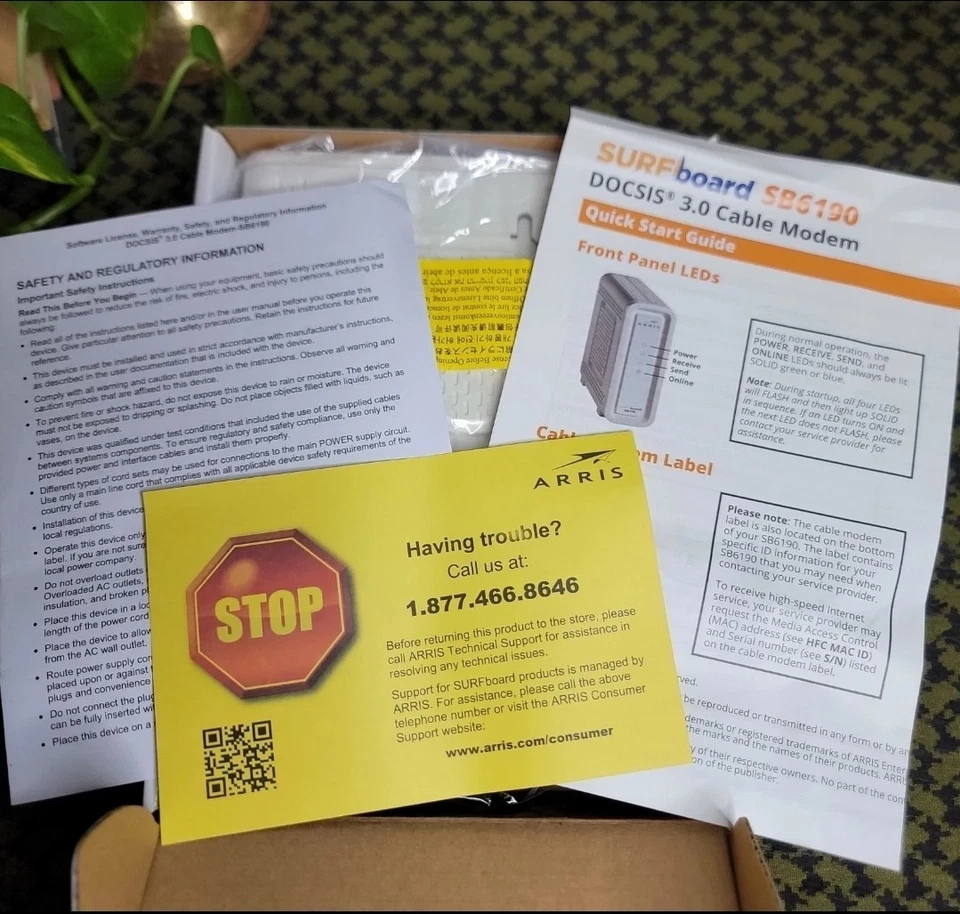 ARRIS SURFboard SB6190 Modem - with Original Box/Cables/Instructions Works Great - Image 3 of 4