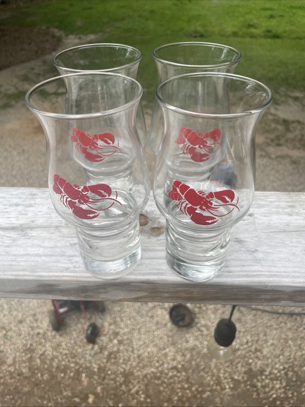 Vintage 1980s Red Lobster Restaurant 7" Hurricane Drinking Glass by Libbey 🦞4