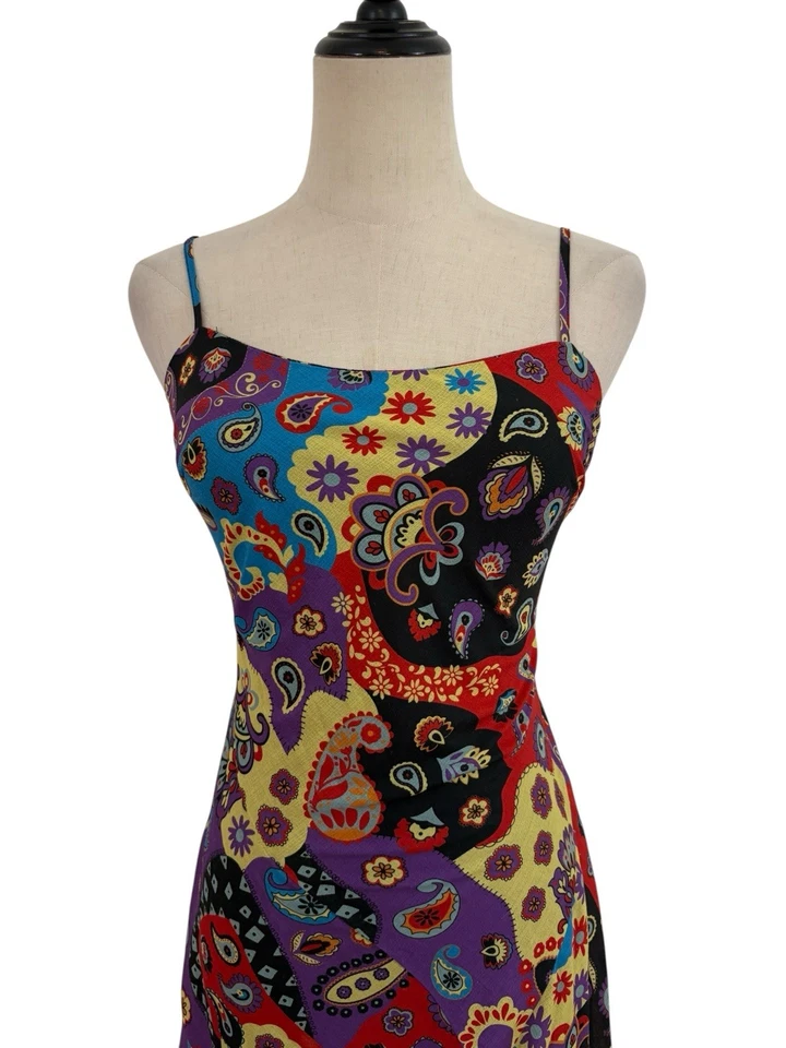 Delia’s Dolls Kill Patchwork Paisley Midi Dress Xs Y2K Retro Boho Slip Style  - Image 2 of 4