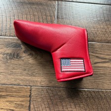 Red USA American Flag Blade Putter Headcover Magnetic Closure Faux Leather