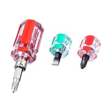 3Pcs Short Screwdriver Flat Head Cross-Head 2-in-1 Set For Narrow Spaces New