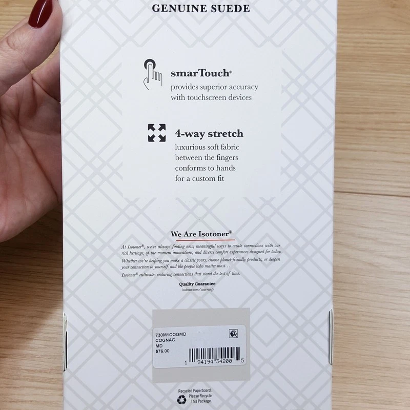Guantes ISOTONER Para Hombre Medio Bronceado Gamuza Genuina Pantalla Táctil Forrados de Felpa Invierno Foto 4 de 4