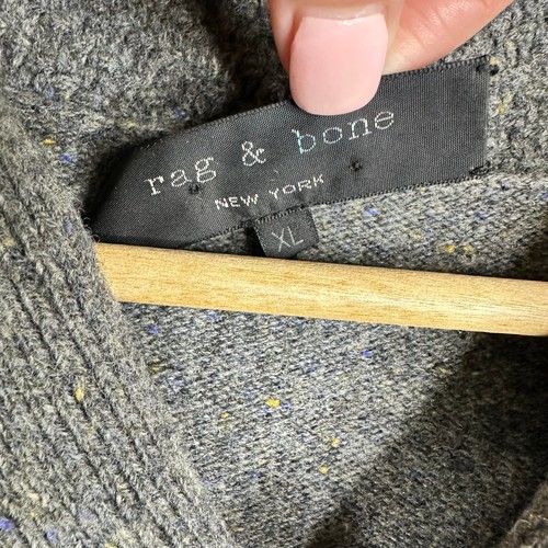 Rag & Bone Mens size XL 100% Wool Charcoal Gray Confetti Nelson Sweater - Picture 9 of 10