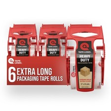 Heavy Duty Packing Tape with Dispenser 6 Pack 2.6 Mil Thick Clear Shippin...