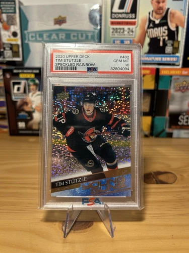 Tim Stutzle 2020 Upper Deck Speckled Rainbow Young Guns Rookie PSA 10 Gem Mint 