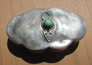 VINTAGE SILVER & TURQUOISE PILL BOX MEXICO