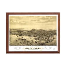 Old Map of Seattle, WA 1878 - Vintage Seattle Washington Art