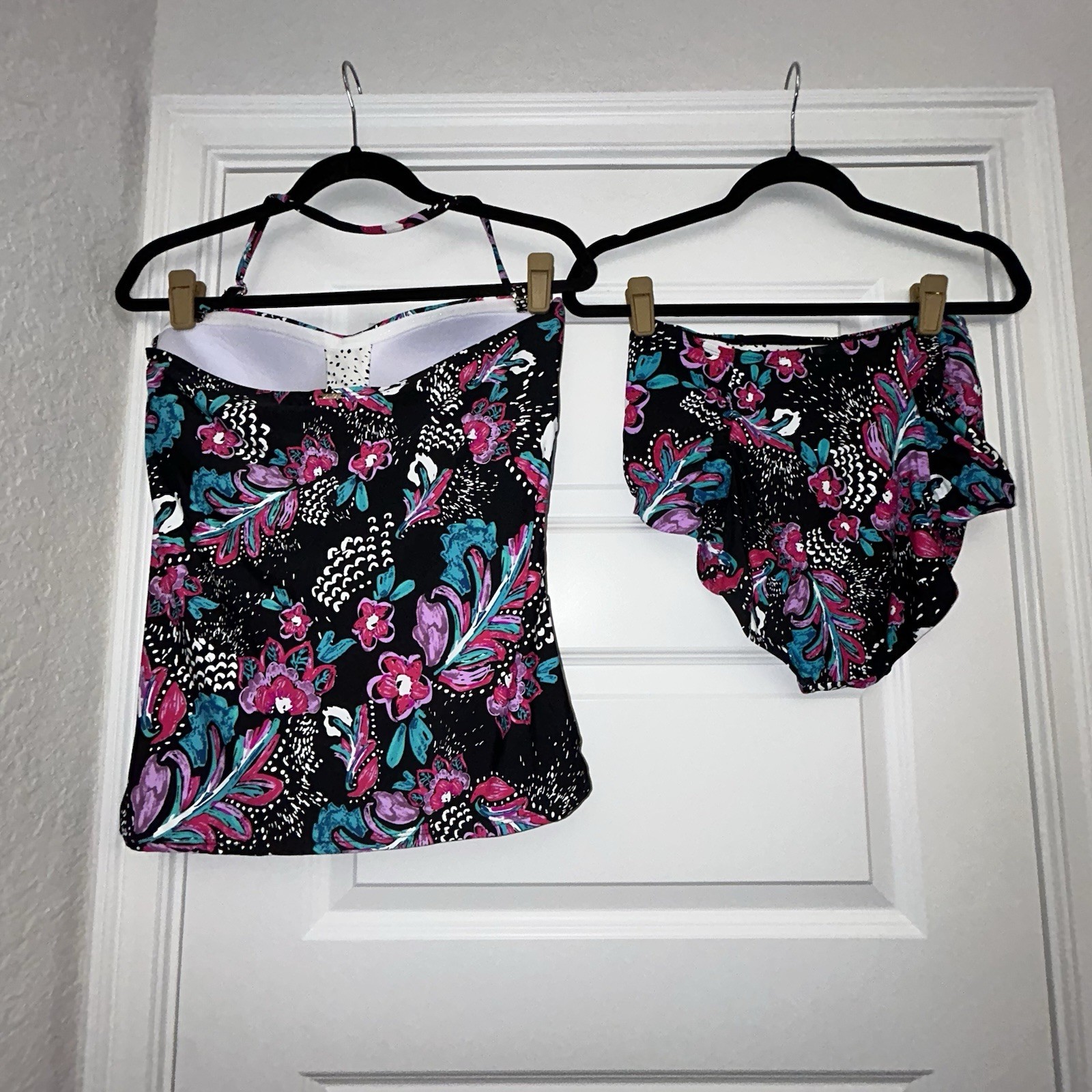 Anne Cole Tankini Floral Mix Print 2 Piece Swim Suit   Size XL (Top)/L (Bottom)