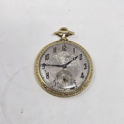 #ad Tacy Watch Co. Admiral Swiss Pocket Watch 6 Jewels Gold Plated Case Working $199.99