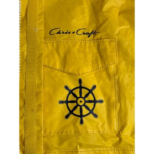 VTG Chris-Craft Yellow Rain Suit Jacket Bib Overalls PVC Maritime Gorpcore XL image 15