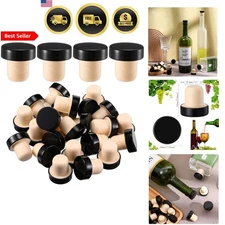 Wine Bottle Stoppers Set 24 Black T-Shaped Reusable Sealing Plugs for Beer an...