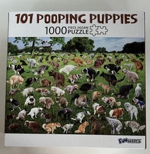 “101 Pooping Puppies” 1000 Piece Puzzle Dogs Funwares Complete