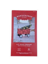 Wondershop Lit Sisal Christmas Wagon with Clear Mini Bulbs & Tree New