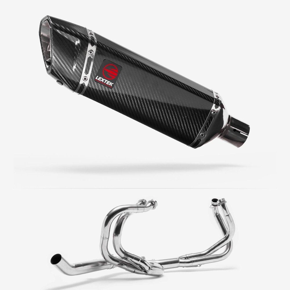 Lextek SP9C Gloss Carbon Fibre Exhaust System 300mm for Honda VFR 800 (97-01)