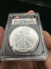2022 $1 SILVER EAGLE PCGS MS70 DESIGNER SERIES EMILY DAMSTRA SIGNED FLAG LABEL