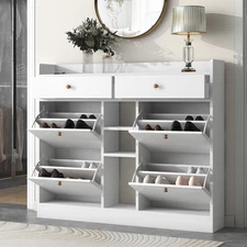 Vinsetto Shoe Cabinet with 4 Flip Drawers