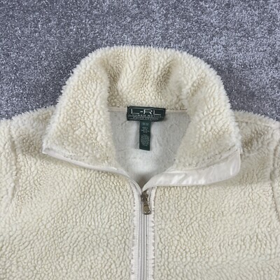 Lauren Ralph Lauren Active Jacket Womens Medium Teddy Zip Up Ivory *Description*